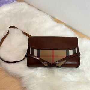 Burberry Plaid/Leather Crossbody purse